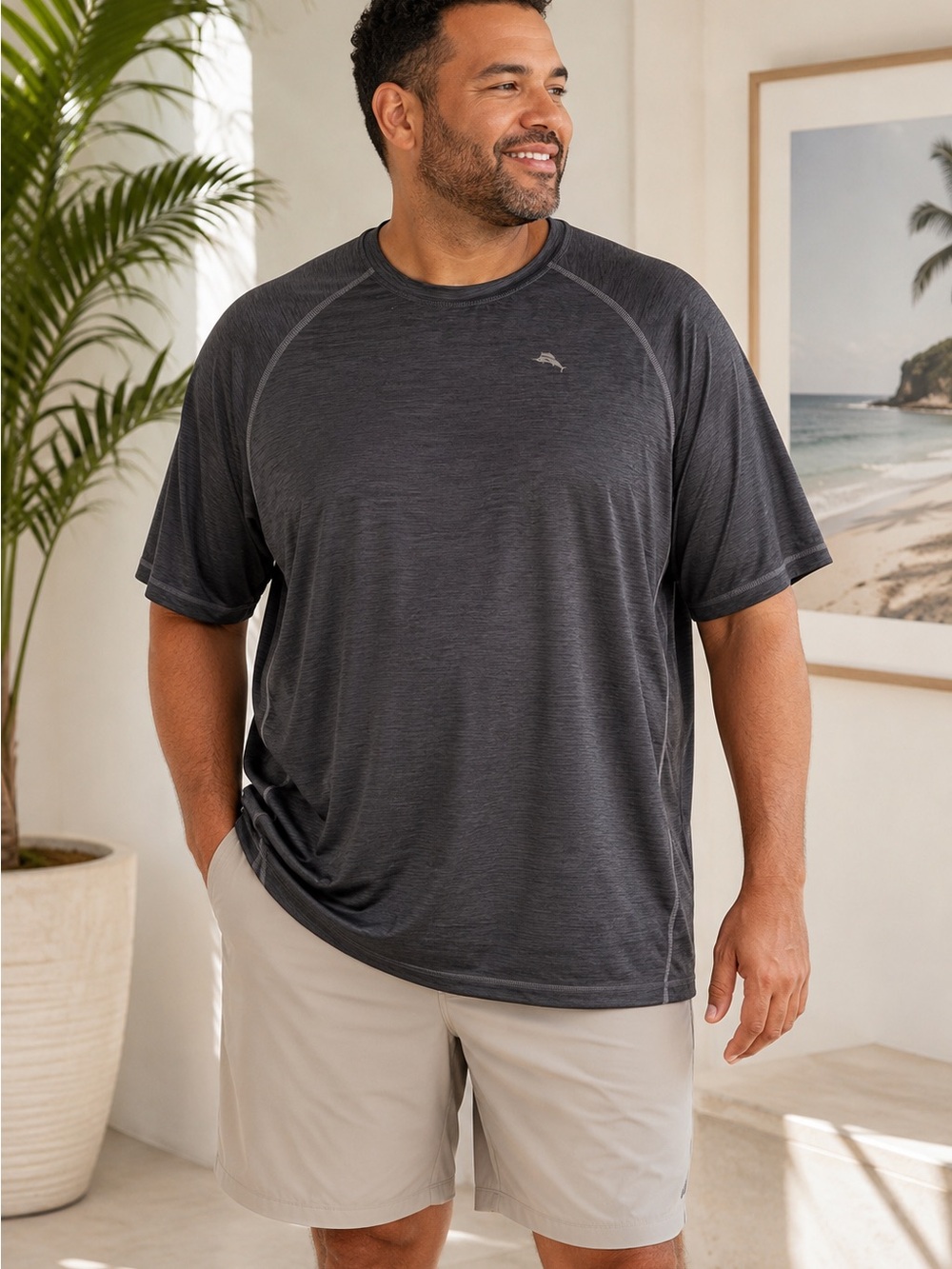 Tommy Bahama IslandZone 2XLT Gray UPF 30 Performance Athletic Shirt Tall Golf